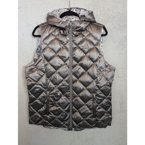 Gerry Vest Womens XL Reversible Puffer Grey Black White Hooded